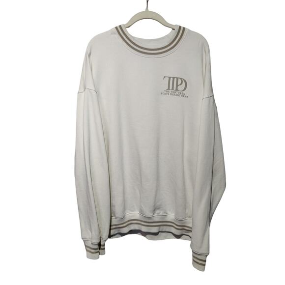 Taylor Swift Sz XL Tortured Poets Department TTPD Crewneck Cream Gold Sweatshirt - Picture 1 of 8